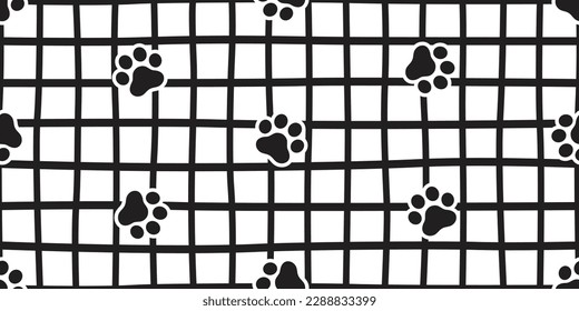 dog paw seamless pattern footprint checked line weave french bulldog vector puppy pet toy breed cartoon doodle repeat wallpaper tile background illustration design isolated