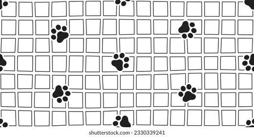 dog paw seamless pattern footprint checked cat kitten french bulldog vector puppy pet toy breed cartoon doodle gift wrapping paper tile background repeat wallpaper illustration design isolated