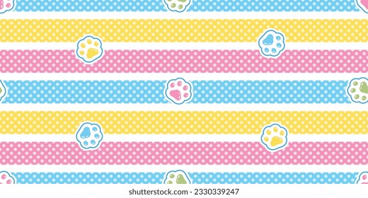 dog paw seamless pattern footprint polka dot cat kitten french bulldog vector puppy pet toy breed cartoon pastel doodle gift wrapping paper tile background repeat wallpaper illustration design isolate