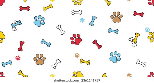 dog paw seamless pattern footprint french bulldog bone cartoon puppy vector pet doodle gift wrapping paper repeat wallpaper tile background scarf isolated illustration design