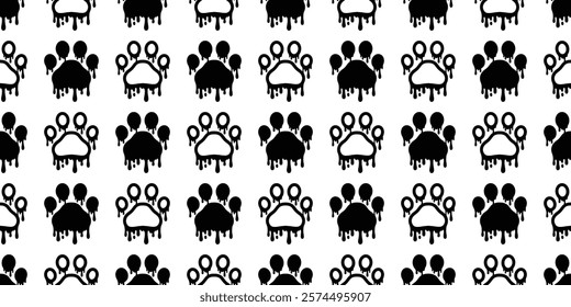 dog paw seamless pattern footprint Flowing splash graffiti color Sagging cat pet french bulldog puppy kitten bear vector cartoon doodle gift wrapping paper repeat wallpaper illustration scarf isolated