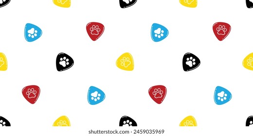 dog paw seamless pattern guitar pick cat footprint vector music bass ukulele pet puppy kitten cartoon doodle tile background gift wrapping paper repeat wallpaper illustration design