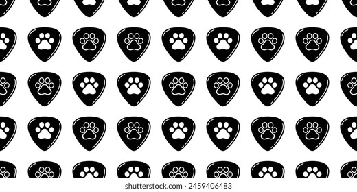 dog paw seamless pattern guitar pick cat footprint vector music bass ukulele pet puppy kitten cartoon doodle tile background repeat wallpaper gift wrapping paper illustration design