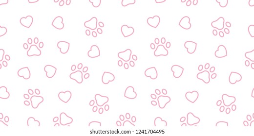 Dog Paw seamless pattern heart vector french bulldog valentine footprint cartoon tile background repeat wallpaper scarf isolated illustration gift wrap pink