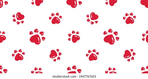 dog paw seamless pattern heart footprint valentine cat bear vector french bulldog cartoon scarf repeat wallpaper tile background doodle illustration red design