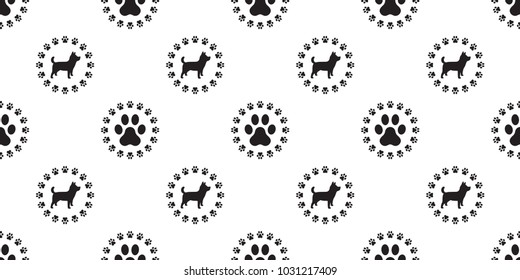 Dog Paw Seamless pattern isolated French Bulldog vector puppy cat wallpaper background white