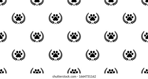 dog paw seamless pattern Laurel Wreath vector footprint icon scarf isolated repeat wallpaper tile background illustration design