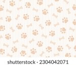 Dog paw seamless pattern. Vector illustration of animal paw print texture.