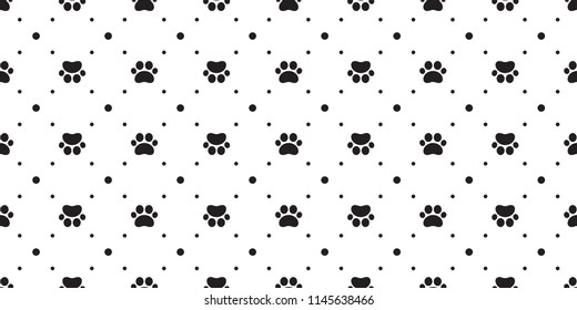 Dog Paw seamless pattern vector cat footprint polka dot tile background repeat wallpaper isolated illustration cartoon