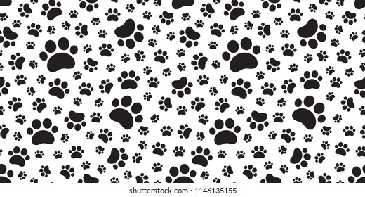 Dog Paw seamless pattern vector cat footprint tile background repeat wallpaper scarf isolated cartoon illustration doodle