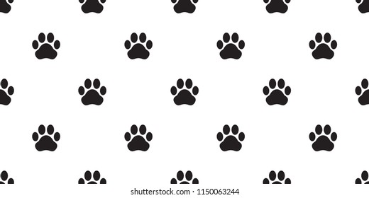 Dog Paw seamless pattern vector footprint cat puppy scarf isolated tile background repeat wallpaper cartoon illustration