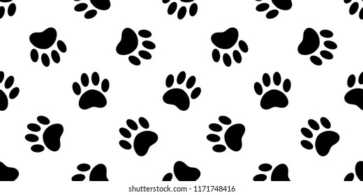 Dog Paw seamless pattern vector footprint cat kitten bear puppy scarf isolated cartoon tile background repeat wallpaper illustration