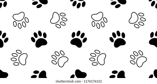 Dog Paw seamless pattern vector footprint cat bear kitten puppy scarf isolated cartoon tile background repeat wallpaper illustration