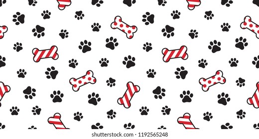 Dog Paw Seamless Pattern Vector Christmas Santa Claus Xmas Dog Bone French Bulldog Tile Background Scarf Isolated Illustration Cartoon Repeat Wallpaper