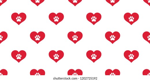 dog paw seamless pattern vector heart french bulldog valentine tile background scarf isolated wallpaper