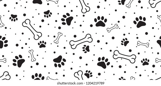 dog paw seamless pattern vector bone french bulldog polka dot tile background scarf isolated wallpaper repeat cartoon illustration white