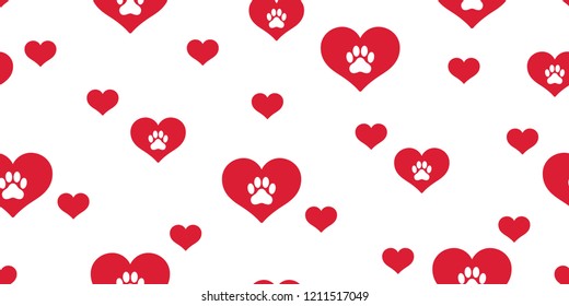 dog paw seamless pattern vector heart french bulldog valentine background repeat wallpaper isolated