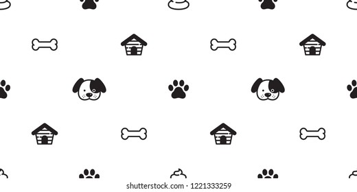 Dog Paw seamless pattern vector french bulldog footprint poo puppy house tile background repeat wallpaper scarf isolated illustration cartoon