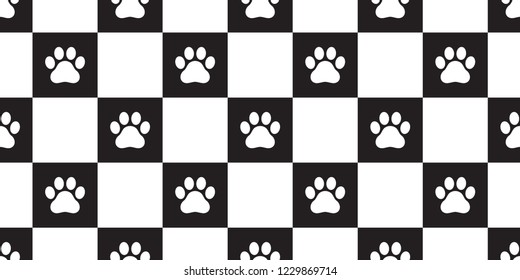 dog paw seamless pattern vector checked scarf isolated french bulldog cat footprint repeat wallpaper tile background gift wrap