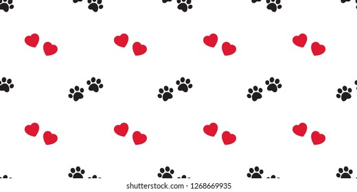 Dog Paw seamless pattern vector heart valentine footprint french bulldog repeat wallpaper tile background scarf isolated cartoon illustration