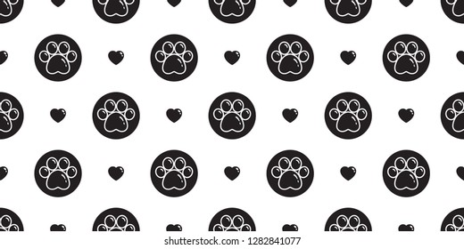 Dog Paw seamless pattern vector heart footprint valentine polka dot french bulldog cartoon tile background repeat wallpaper scarf isolated illustration cartoon