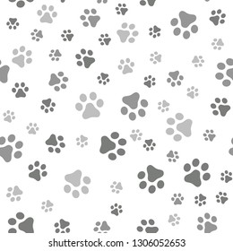 Dog Paw seamless pattern vector footprint kitten puppy tile background repeat wallpaper cartoon isolated illustration white - Vector illustration