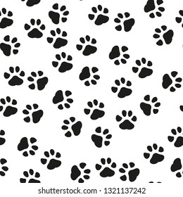 Dog Paw seamless pattern vector footprint kitten puppy tile background repeat wallpaper cartoon isolated illustration white - Vector illustration