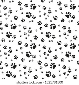 Dog Paw seamless pattern vector footprint kitten puppy tile background repeat wallpaper cartoon isolated illustration white - Vector illustration