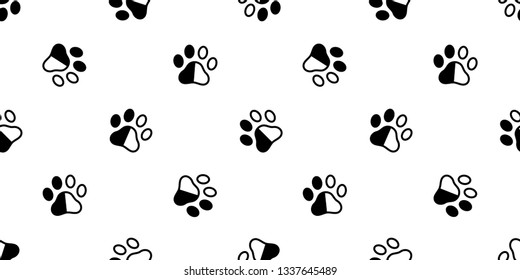 Dog Paw seamless pattern vector cat footprint scarf isolated cartoon repeat wallpaper tile background black white