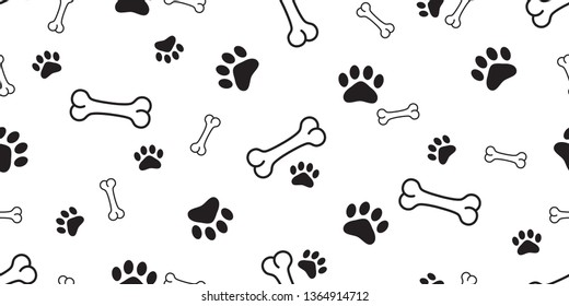 dog paw seamless pattern vector bone french bulldog pet tile background wallpaper repeat scarf isolated cartoon illustration