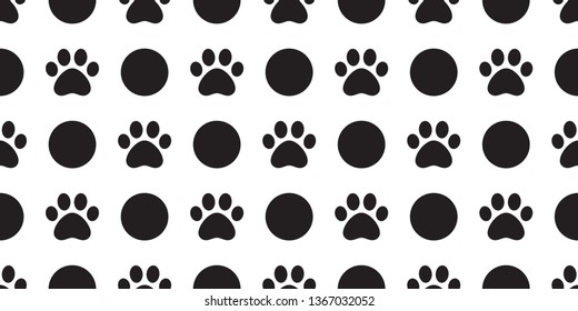 Dog Paw seamless pattern vector polka dot footprint pet scarf isolated cartoon cat repeat wallpaper tile background