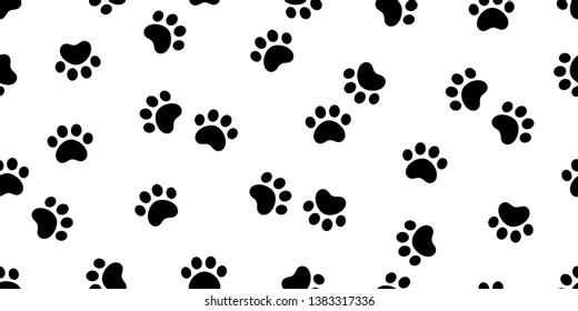 Dog Paw seamless pattern vector footprint cat pet scarf isolated cartoon repeat wallpaper tile background