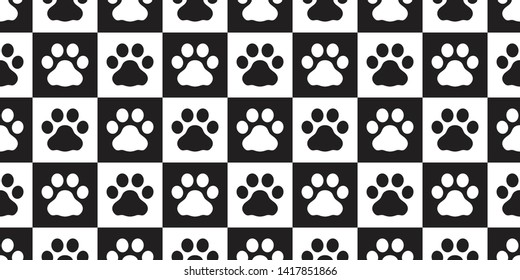 Dog Paw seamless pattern vector footprint cat pet checked scarf isolated cartoon repeat wallpaper tile background design