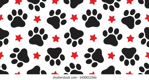 Dog Paw seamless pattern vector star footprint pet cat scarf isolated repeat wallpaper cartoon tile background design