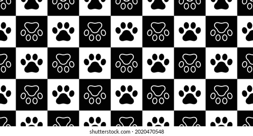 Dog Paw seamless pattern vector footprint cat pet checked scarf isolated cartoon repeat wallpaper doodle tile background design