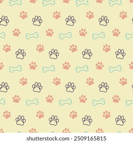 dog paw seamless pattern vector design flat background