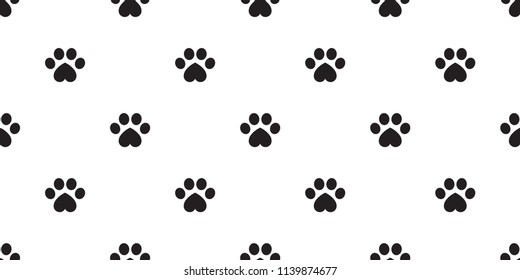 Dog Paw seamless vector footprint pattern heart valentine kitten puppy tile background repeat wallpaper isolated illustration