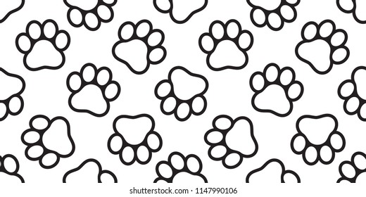 Dog Paw seamless vector footprint pattern cat puppy tile background repeat wallpaper isolated illustration cartoon white