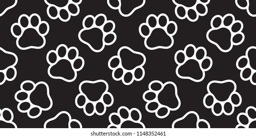 Dog Paw seamless vector footprint pattern cat puppy tile background repeat wallpaper isolated illustration cartoon black