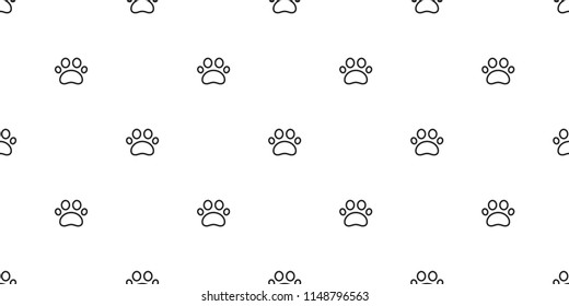 Dog Paw seamless vector footprint pattern cat puppy tile background repeat wallpaper scarf isolated illustration cartoon white