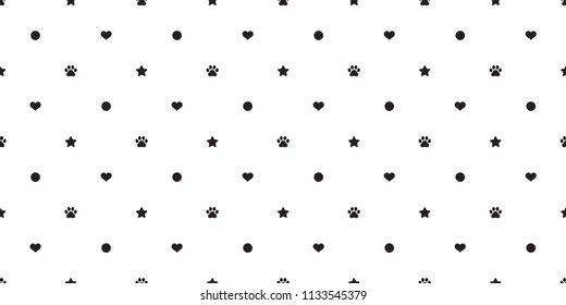 Dog paw seamless vector french bulldog heart star pattern paw polka dot tile background scarf isolated repeat wallpaper