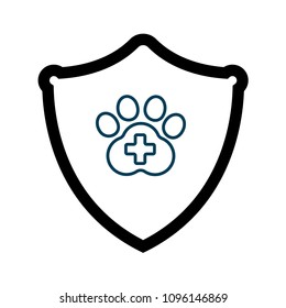 Dog paw and shield. animal security.Protected dog track guard shield.