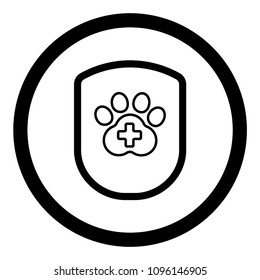 Dog paw and shield. animal security.Protected dog track guard shield.