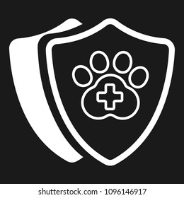 Dog paw and shield. animal security.Protected dog track guard shield.