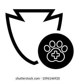Dog paw and shield. animal security.Protected dog track guard shield.