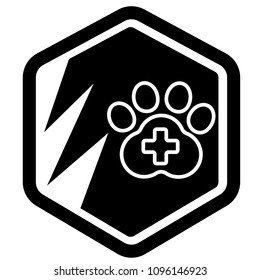 Dog paw and shield. animal security.Protected dog track guard shield.