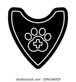 Dog paw and shield. animal security.Protected dog track guard shield.