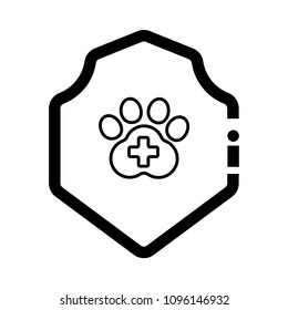 Dog paw and shield. animal security.Protected dog track guard shield.