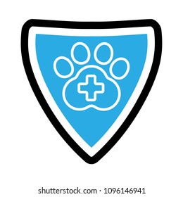 Dog paw and shield. animal security.Protected dog track guard shield.