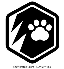 Dog paw and shield icon. vector illustration. Protected dog track guard shield.Security animal label. 